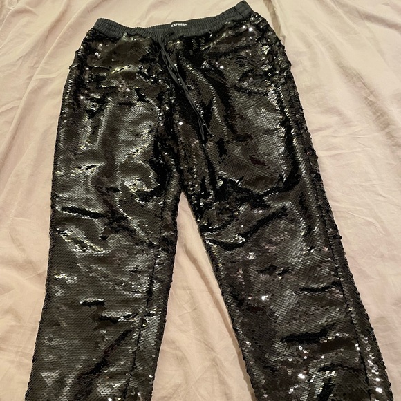 COPY - Express XS Black Sequin Joggers - Picture 2 of 5